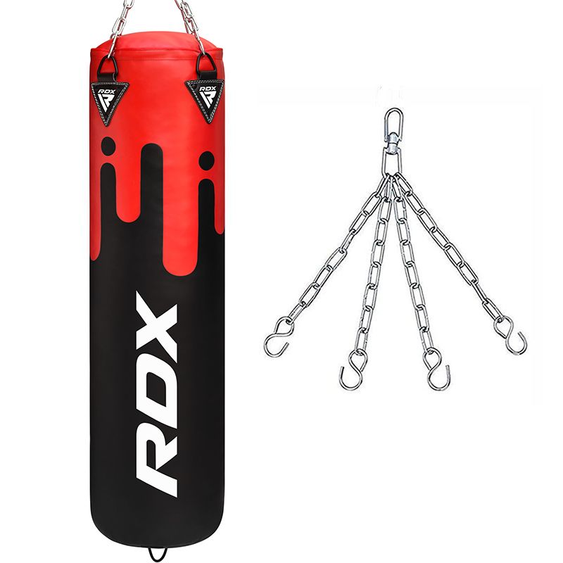 RDX F9R 4FT / 5FT 2-IN-1 BLACK / RED PUNCH BAG FOR BOXING & MMA TRAINING SET