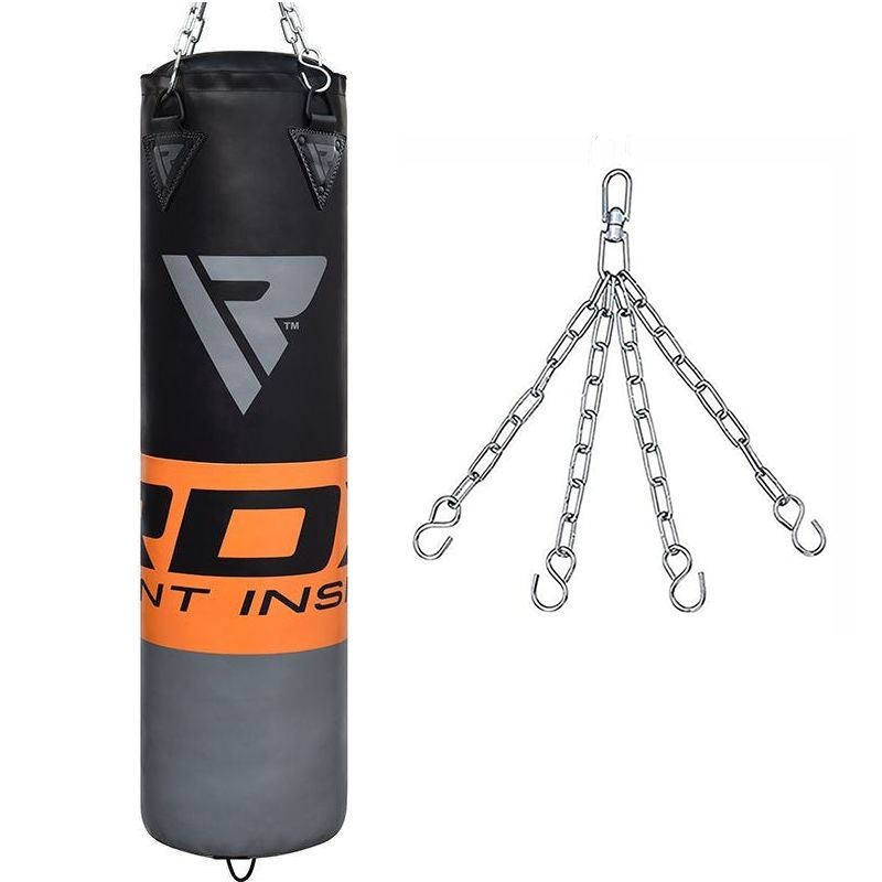 RDX F12 4FT / 5FT 2-IN-1 BOXING & MMA TRAINING PUNCH BAG BLACK / ORANGE / GRAY SET