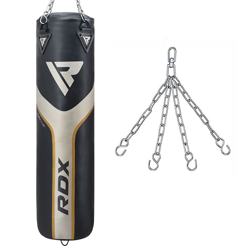 RDX T17 AURA 4FT / 5FT 2-IN-1 TRAINING PUNCH BAG IN PEARL BLACK / WHITE / GOLDEN SET