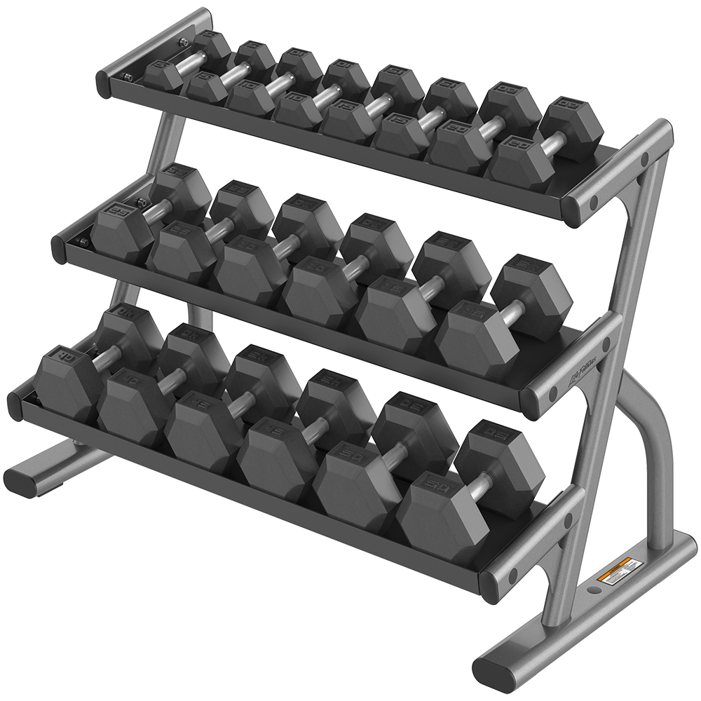 LIFE FITNESS AXIOM SERIES THREE TIER HEX DUMBBELL RACK